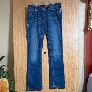 Wrangler Rock 47 Medium Blue Flare Jeans with Studded Detail